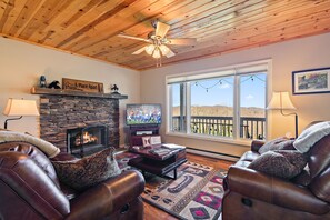 TV, fireplace, video games, DVD player