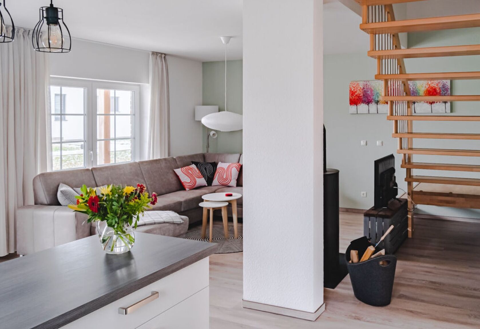 Televisión, chimenea y reproductor de DVD 