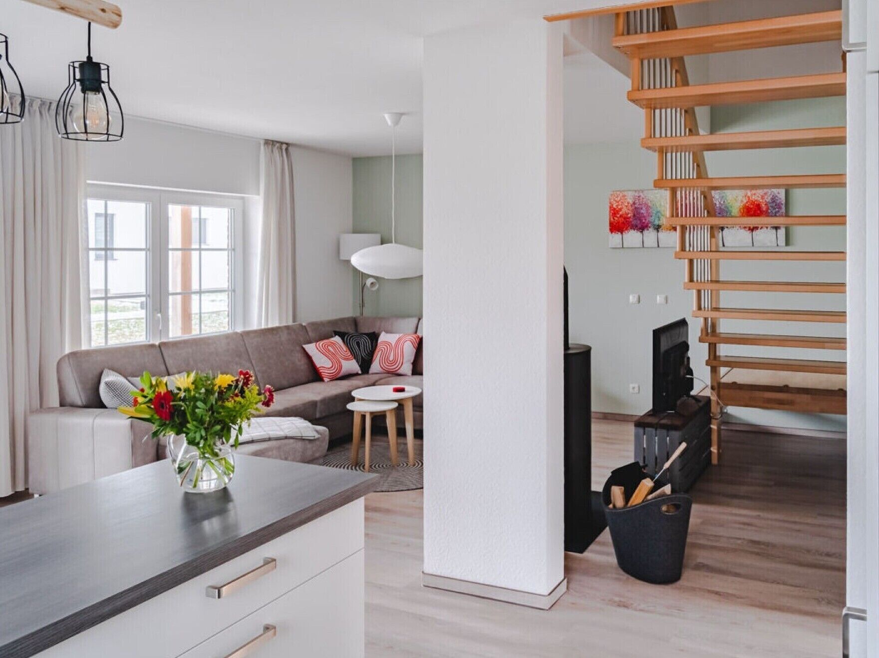 Télévision, cheminée, lecteur de DVD