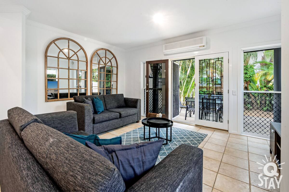 Villa, 3 Bedrooms, Patio | Living area | 23-inch flat-screen TV with cable channels, TV