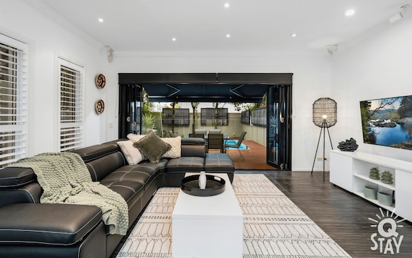 Villa, 3 Bedrooms, Private Pool | Living area | 23-inch flat-screen TV with cable channels, TV