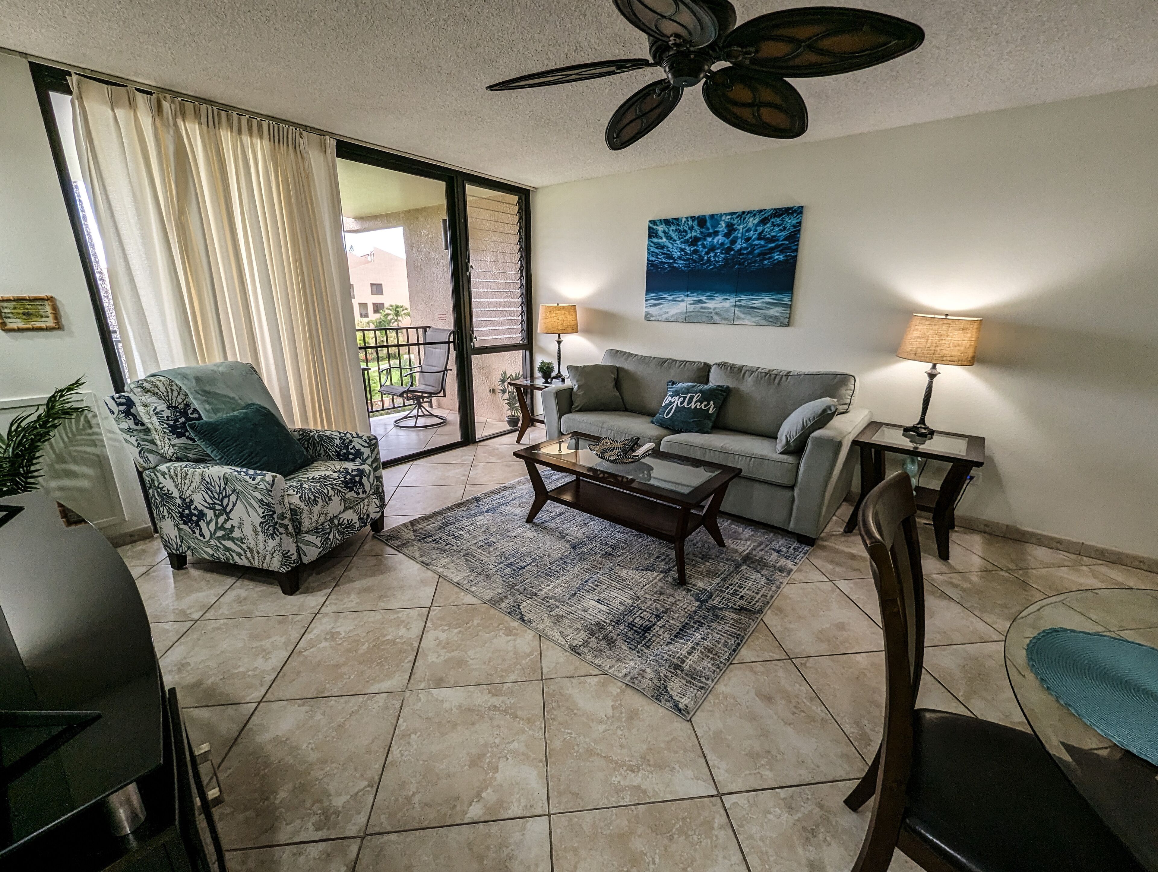 Kamaole Sands 5307 condo with ocean view. Updated in June 2023. Split AC.