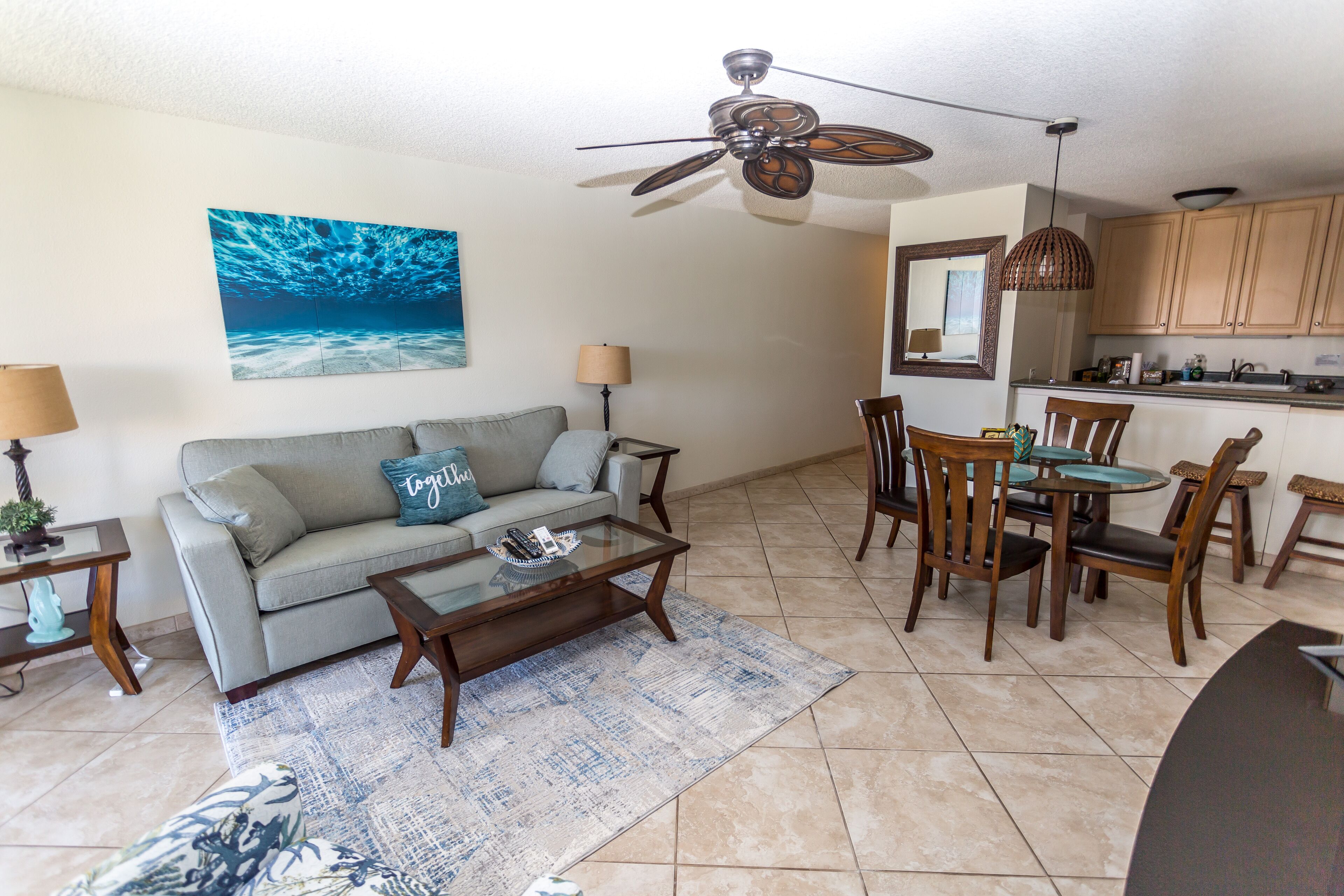 Kamaole Sands 5307 condo with ocean view. Updated in June 2023. Split AC.