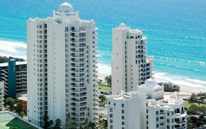 Enjoy ocean views from the hotel's spacious balconies, offering a glimpse of the surrounding beach and sea.