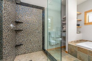 Bathtub, hair dryer, towels