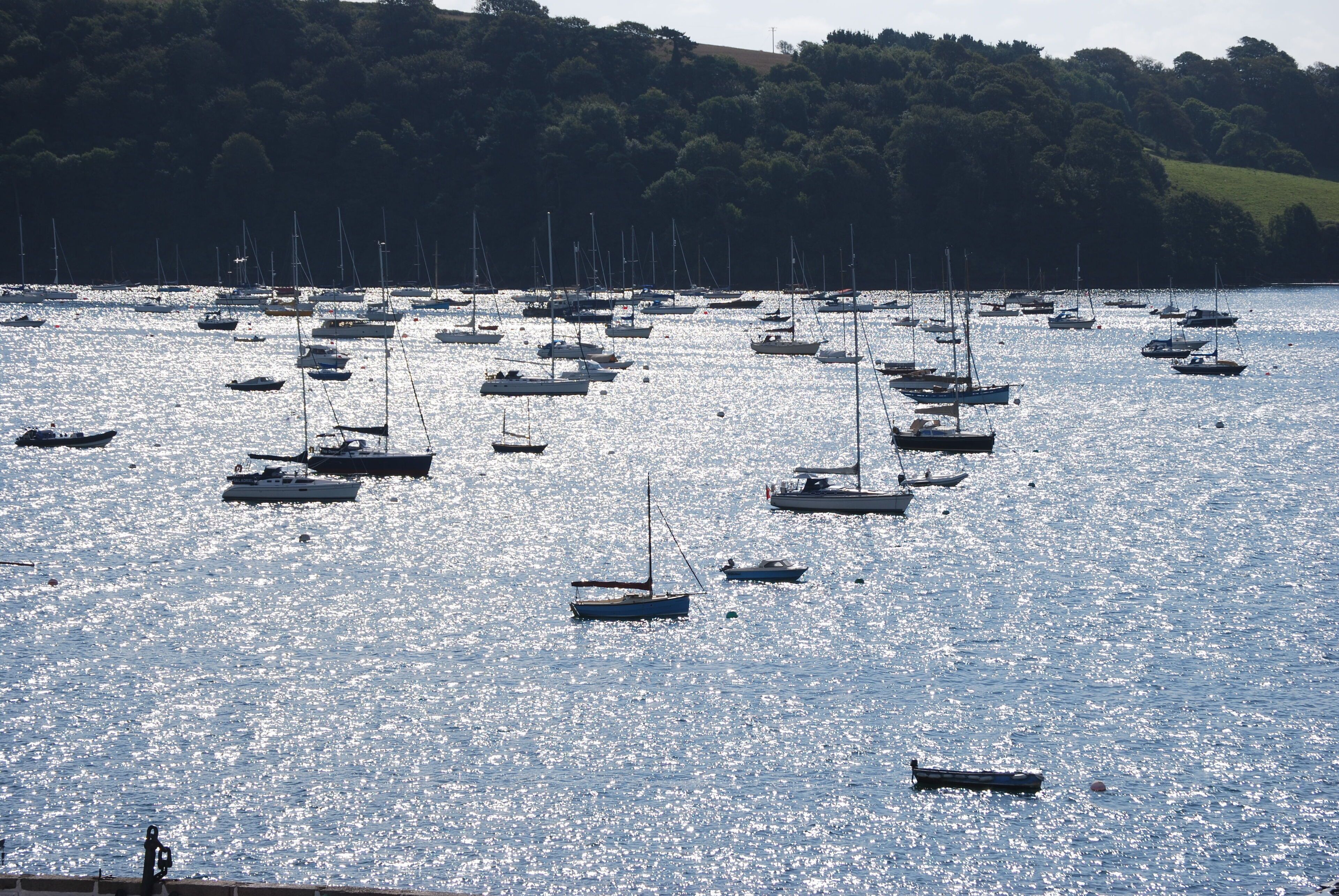 View of the boats from the living room French window