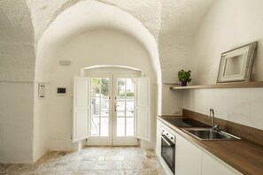 Fridge, microwave, oven, electric kettle
