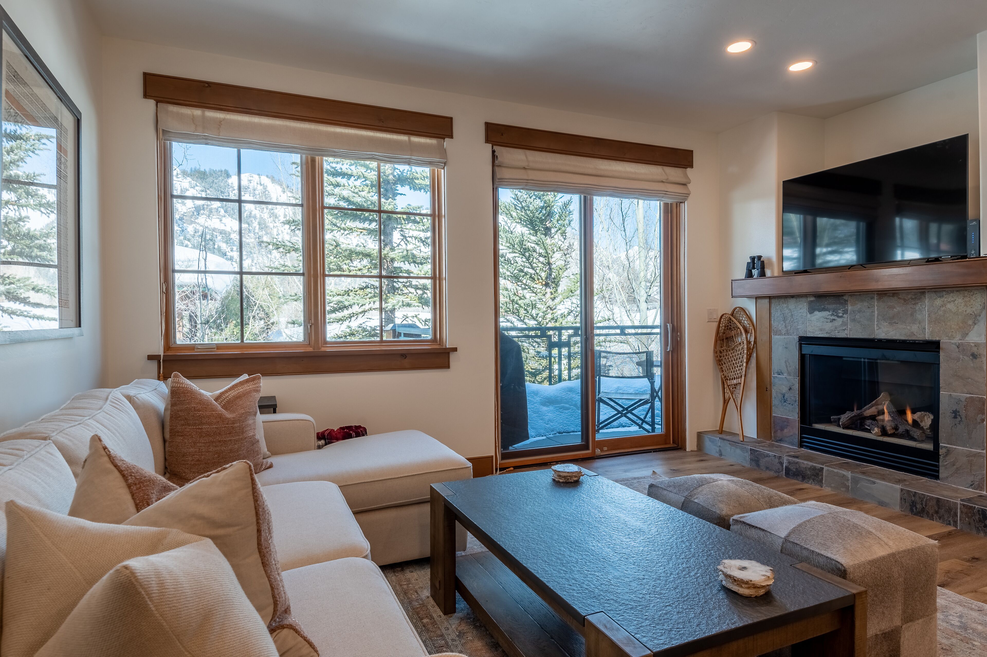 Televisión y chimenea 