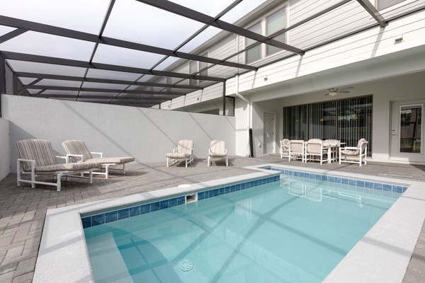 Enjoy a refreshing swim in our covered outdoor pool