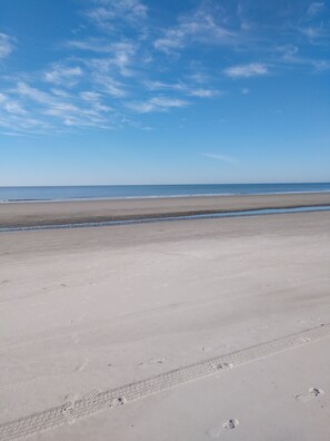 Plage à proximité, chaise longue, serviettes de plage