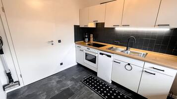 Kühlschrank, Mikrowelle, Herdplatte, Geschirrspüler