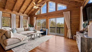 Télévision, cheminée, table de tennis de table