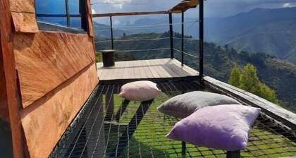 Mountain horse cabin surrounded by nature