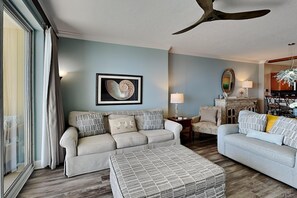 Condo, Multiple Beds, Balcony, Ocean View (#2208) | Living area - Emerald Isle #2208 by Resort Collection (Panama City Beach)