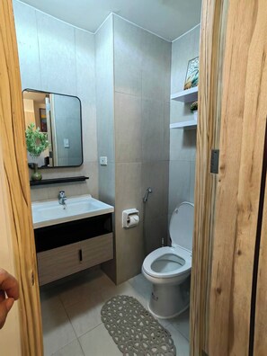 Ducha, bañera de hidromasaje, secador de pelo, bidet