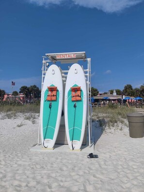 Sun-loungers, beach towels
