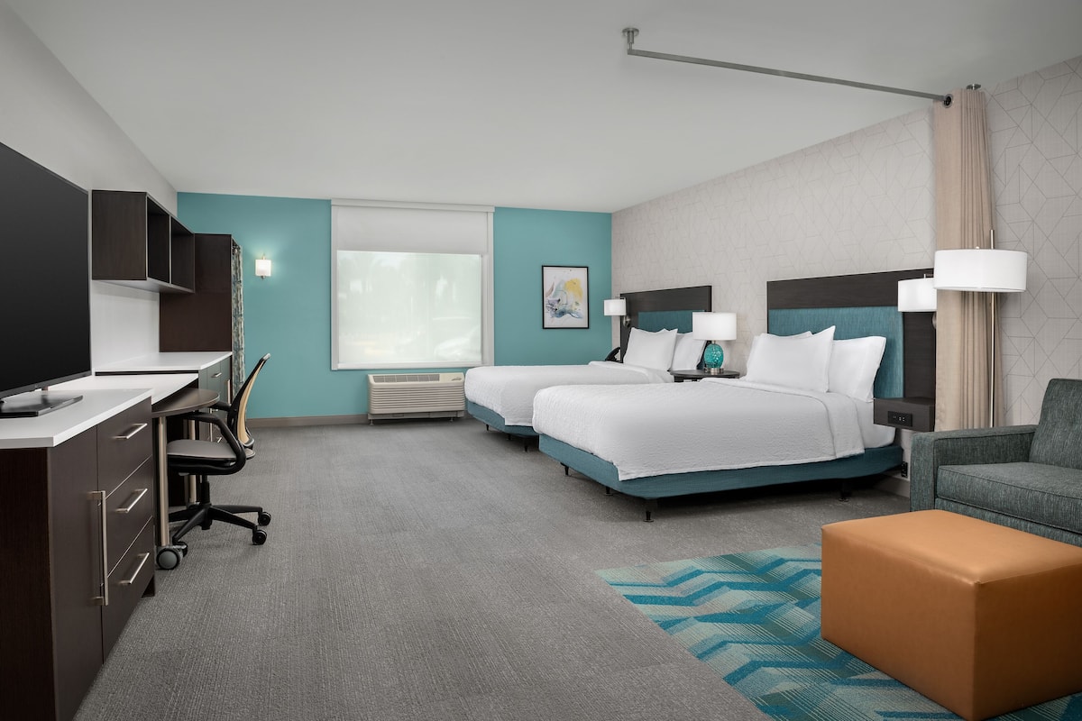 Studio Suite, 2 Queen Beds, Accessible, Bathtub | 1 bedroom, desk, laptop workspace, iron/ironing board