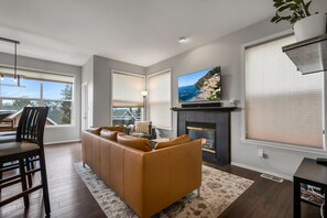 TV, fireplace
