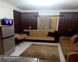 Premium Apartment | Living area | 32-inch LCD TV with satellite channels, TV