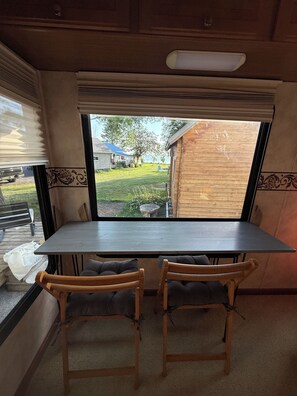 Interior - Waterview Trailer on Georgian Bay w/ kayaks and paddleboard and sandy beach (Victoria Harbour)