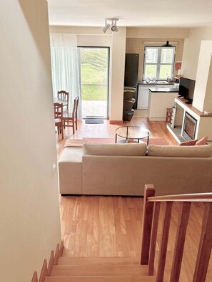 TV, fireplace