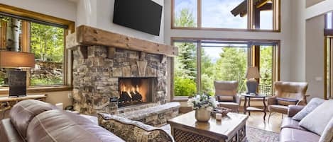 TV, fireplace, offices