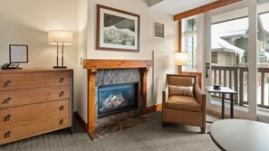 TV, fireplace - #337 | Inside Lodge At Spruce Peak | Studio | Ski in in Ski out (Stowe)