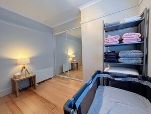2 bedrooms, iron/ironing board, travel crib, WiFi