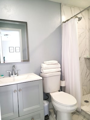 Shower, hair dryer, towels, soap - Beautiful University Pines Studio in Sarasota (Sarasota)