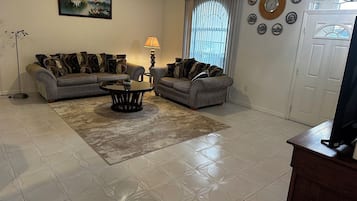 Flat-screen TV, DVD player