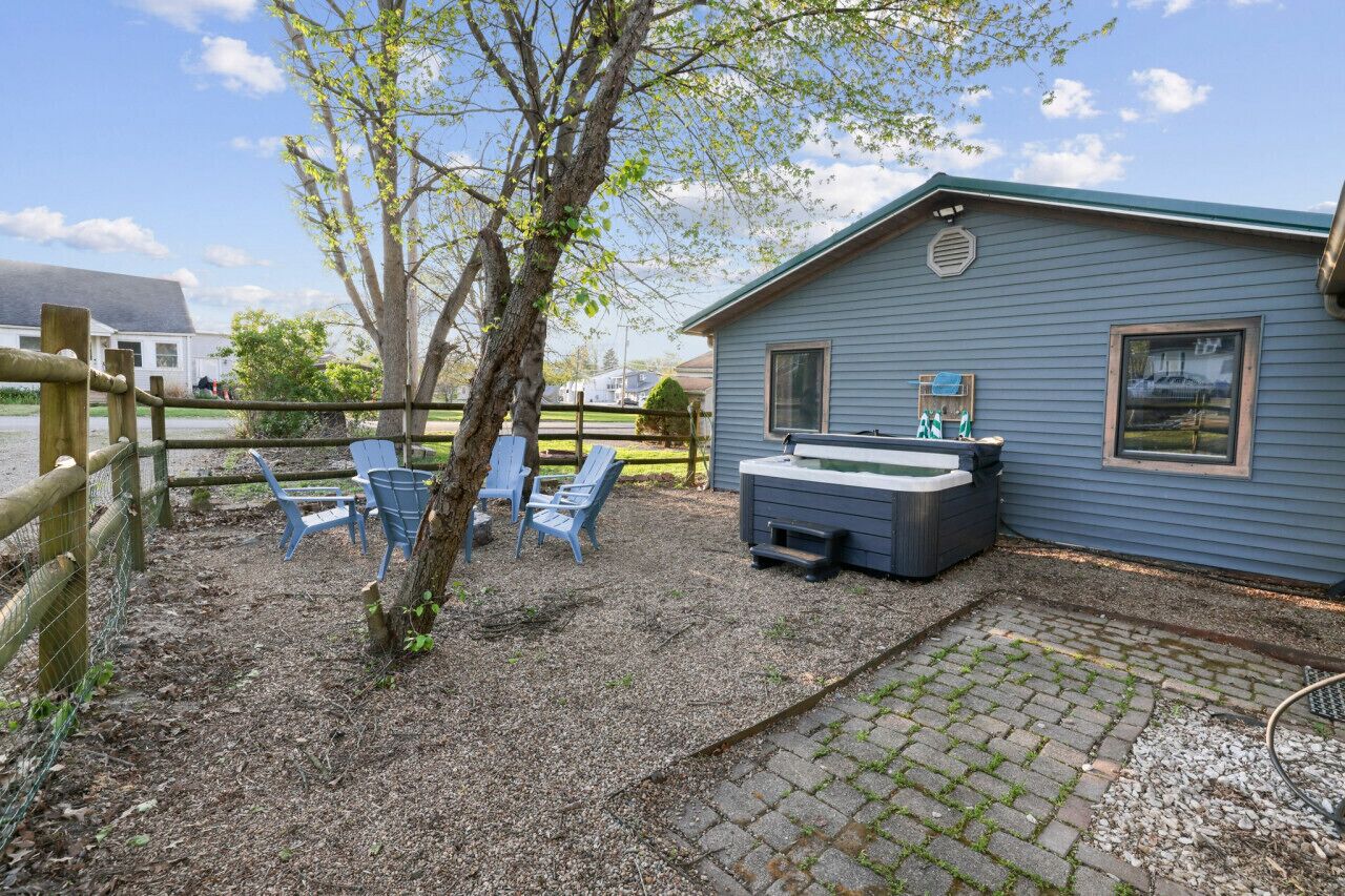 Backyard firepit and Hot tub