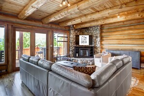 TV, fireplace, video library, stereo