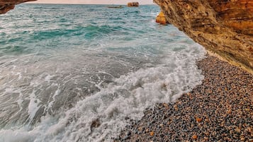 Private beach, black sand