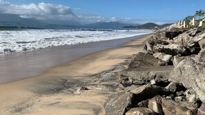 On the beach, white sand