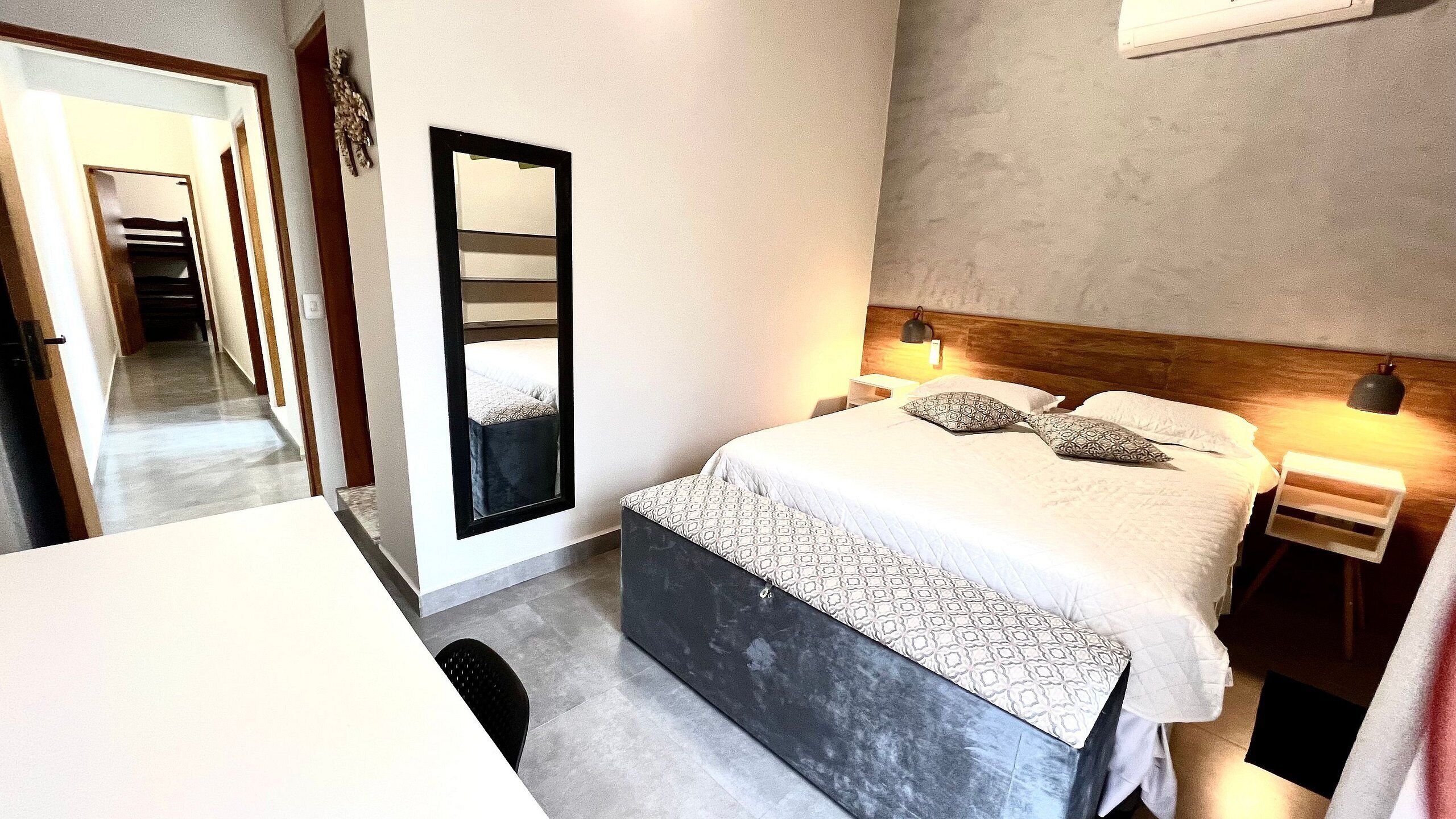3 bedrooms, desk, blackout curtains, iron/ironing board