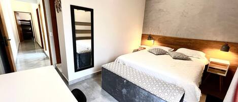 3 bedrooms, desk, blackout curtains, iron/ironing board