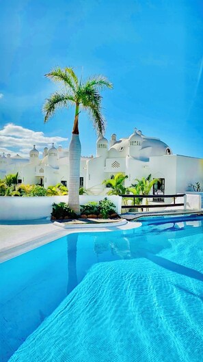 Outdoor pool, a heated pool - Family Oasis - Oceanview Duplex + Heated pool, A/C (Adeje)