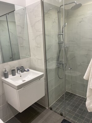 Shower, towels, soap