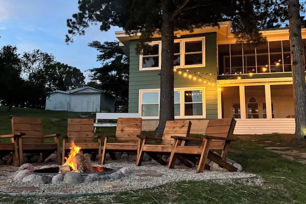 Enjoy a bonfire under the ambiance of the string lights.