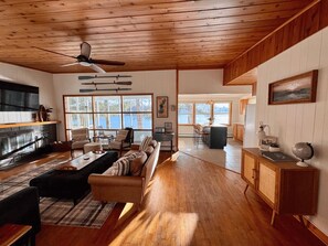 Smart TV, fireplace, DVD player, video library