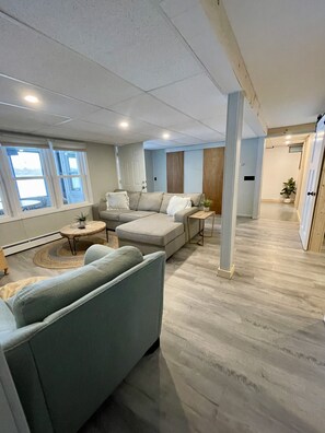 Smart TV, fireplace, DVD player, video library
