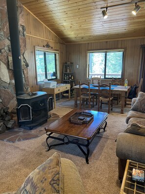 Smart TV, fireplace, ping pong, books