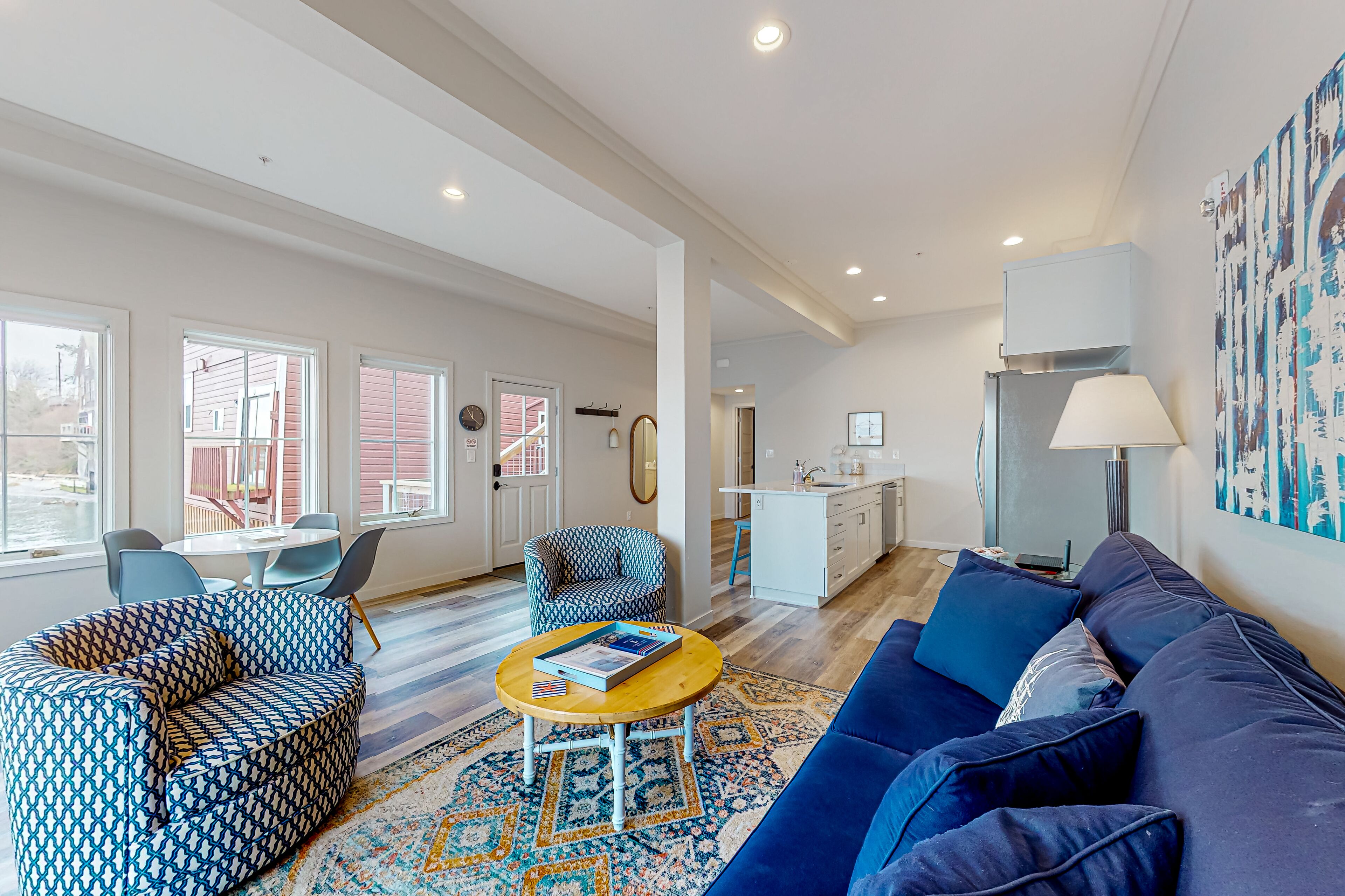 Splendid waterfront downtown condo with Penn Cove views, balcony, W/D, streaming