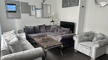 House | Living area | TV, fireplace