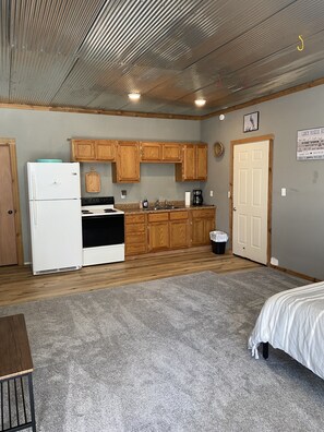 Fridge, microwave, oven, stovetop - Water front Lake of the Ozarks Studio Apartment (Warsaw)