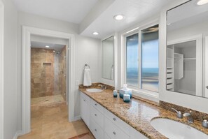 Shower, towels, soap, shampoo