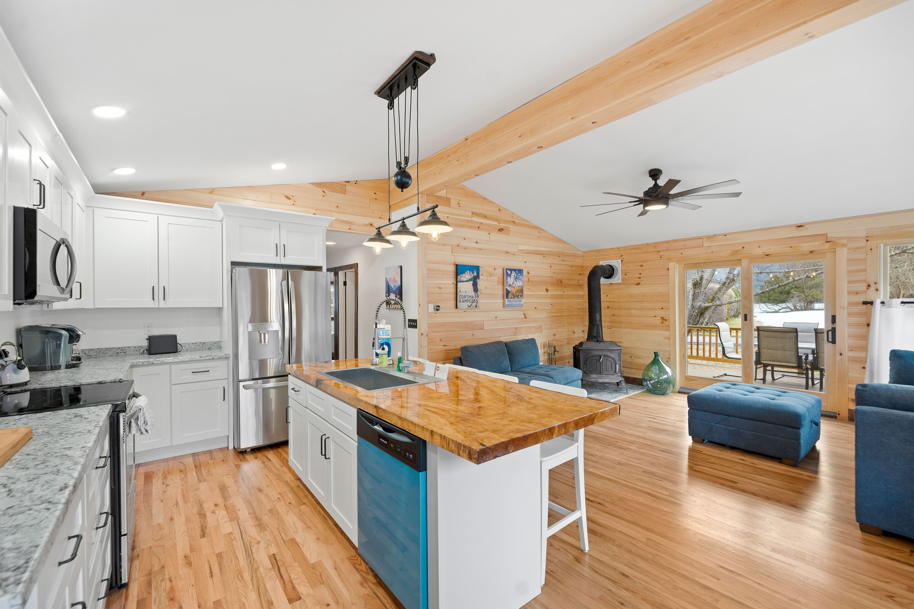 Lake-view home with large deck, grill, lawn, & mtn views - dog-friendly