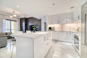 Fridge, microwave, oven, dishwasher