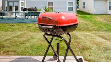 Charcoal grill on the back deck