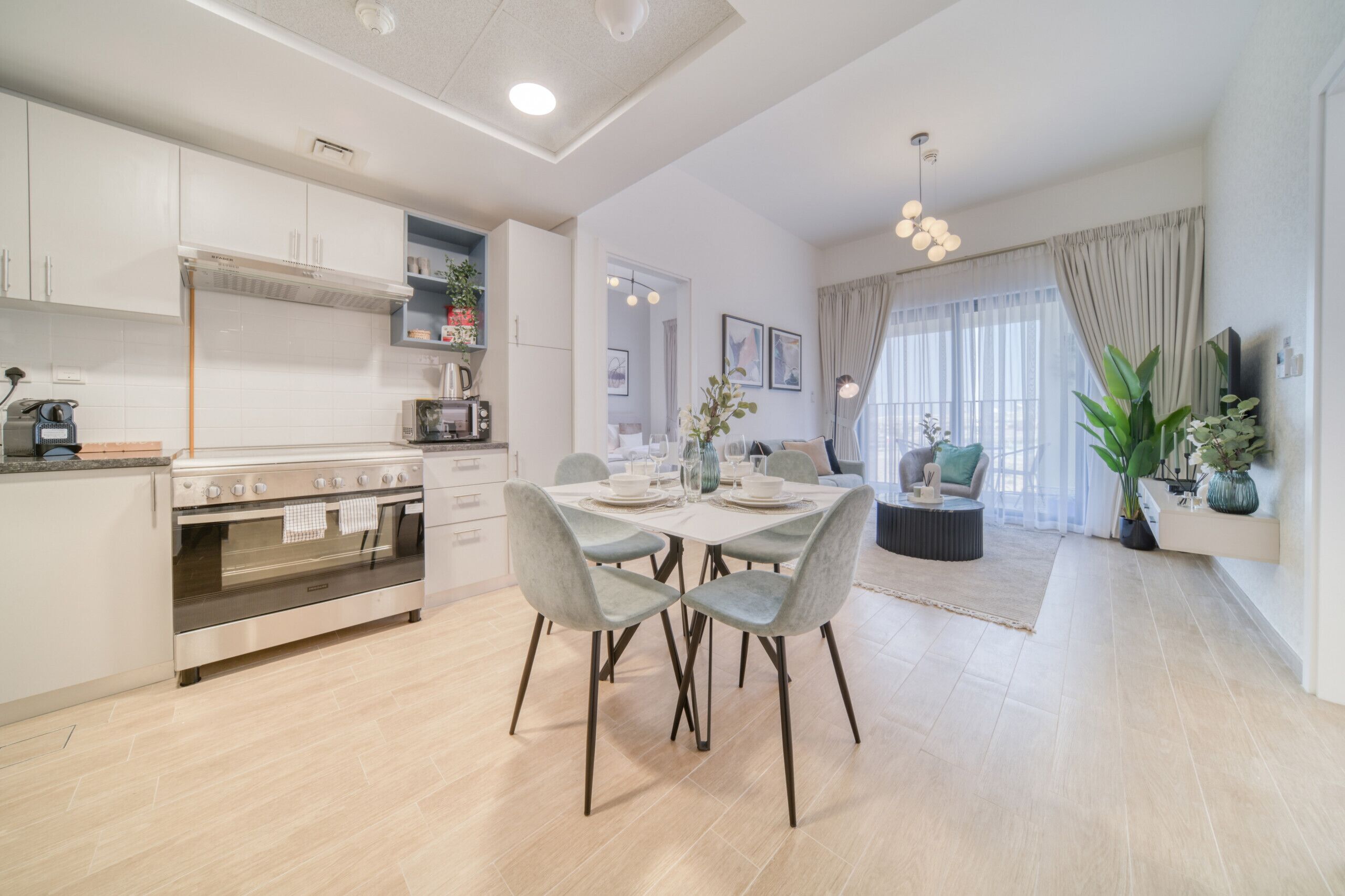 Fridge, microwave, oven, dishwasher